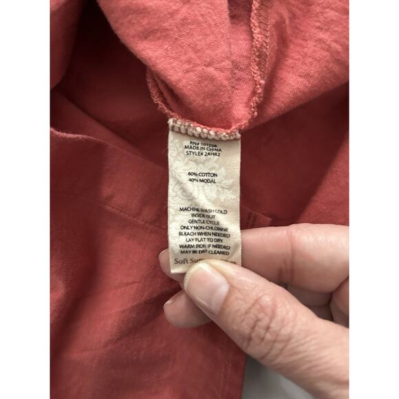 Soft Surroundings Button Front Tunic Blouse Womens Size XL Coral Boho Casual - Picture 5 of 8